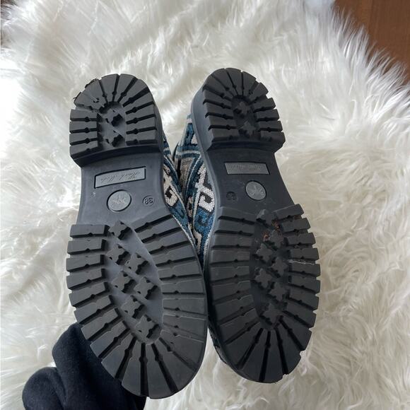 Weavers Alaska | Unisex Women’s Hiking Boots Blue Black Geometric Pattern Boho - Picture 9 of 9